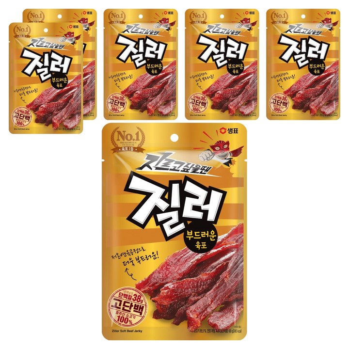 샘표 질러 부드러운 육포, 90g, 6개