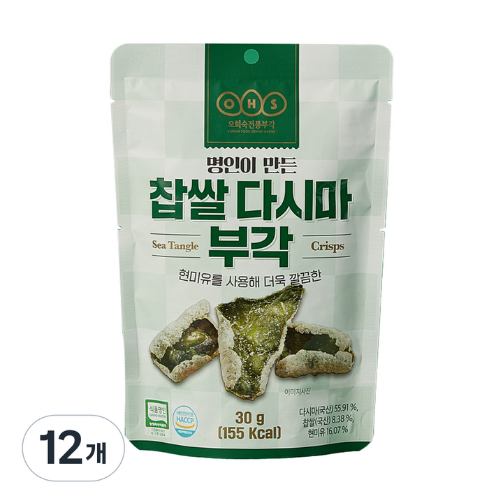 오희숙전통부각 찹쌀 다시마 부각, 30g, 12개