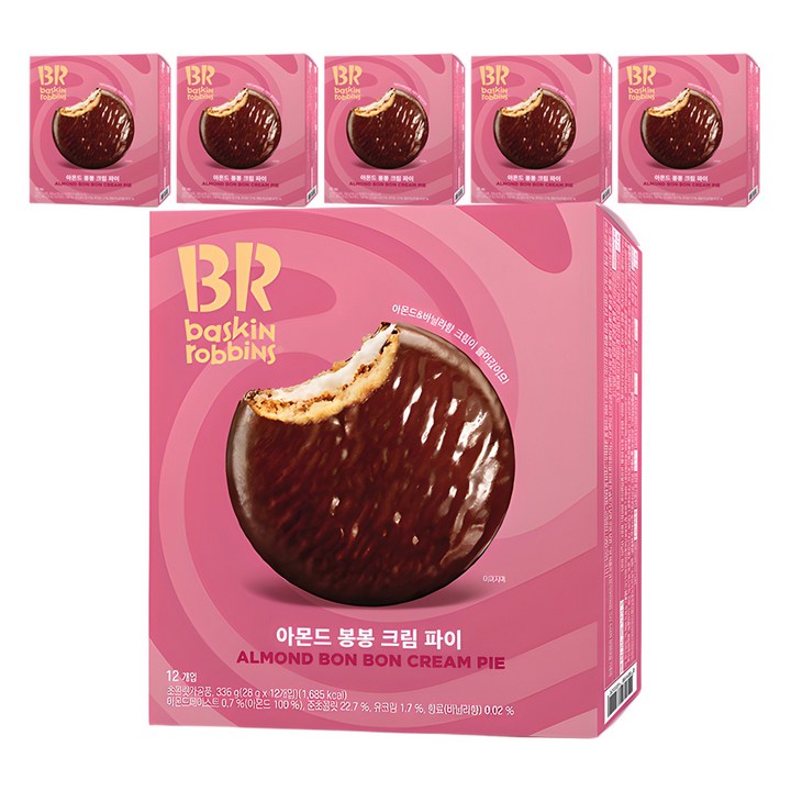 배스킨라빈스 아몬드 봉봉 크림 파이, 336g, 6개