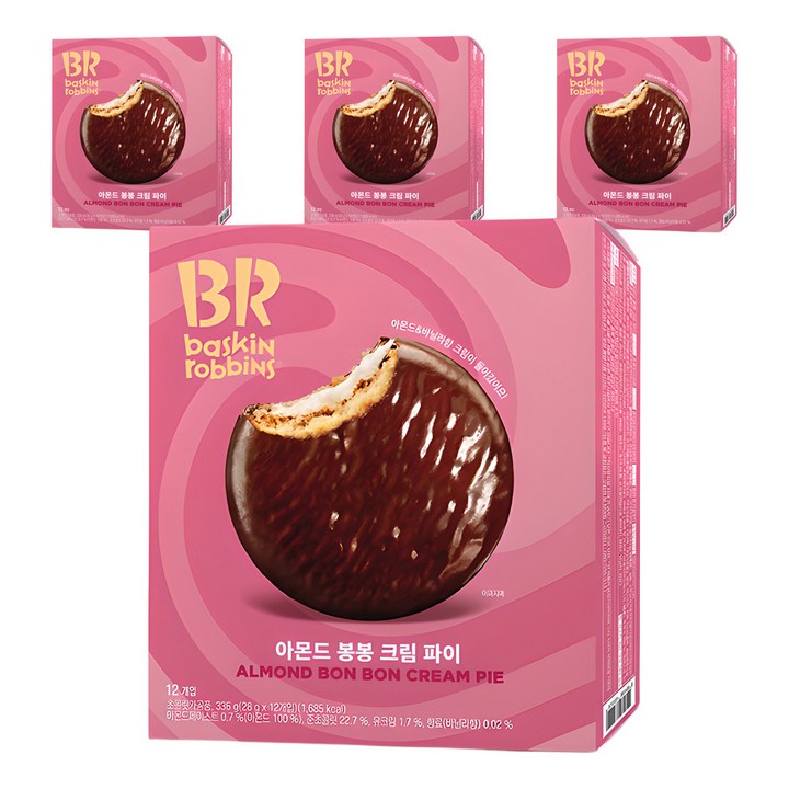 배스킨라빈스 아몬드 봉봉 크림 파이, 336g, 4개