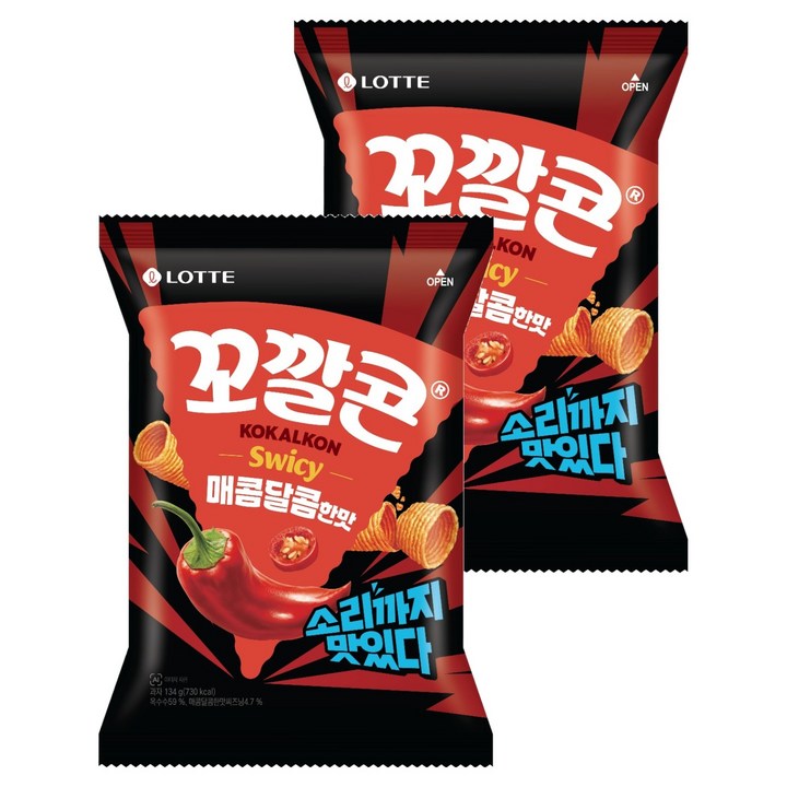꼬깔콘 매콤달콤한맛, 134g, 2개