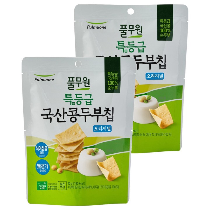 풀무원 특등급 콩 두부칩 오리지널, 40g, 2개