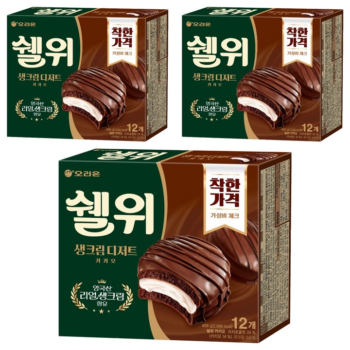 오리온 쉘위 카카오, 3개, 408g