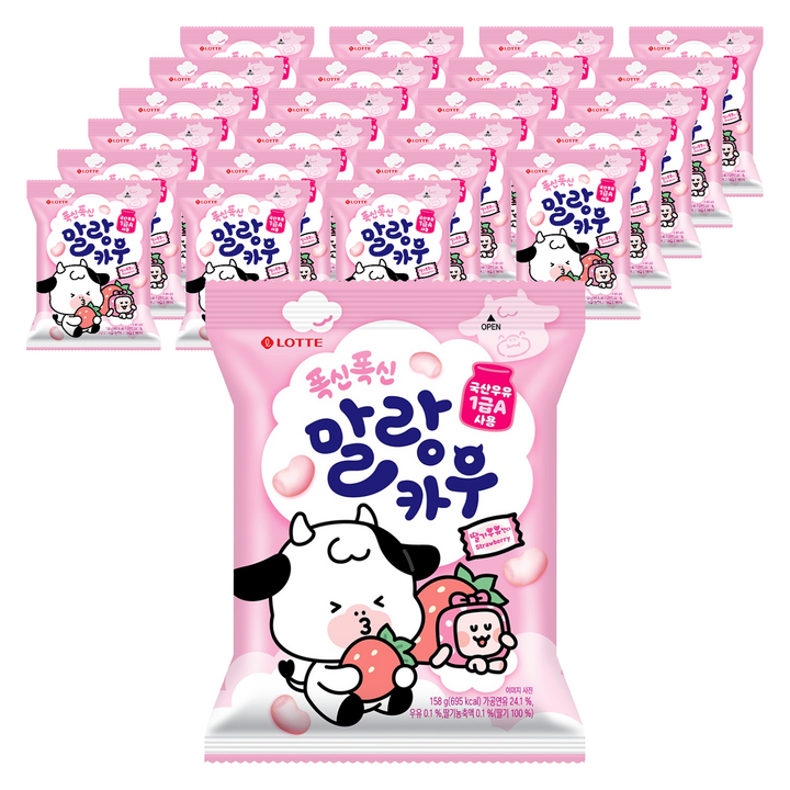 롯데웰푸드 말랑카우 스트로베리, 158g, 24개
