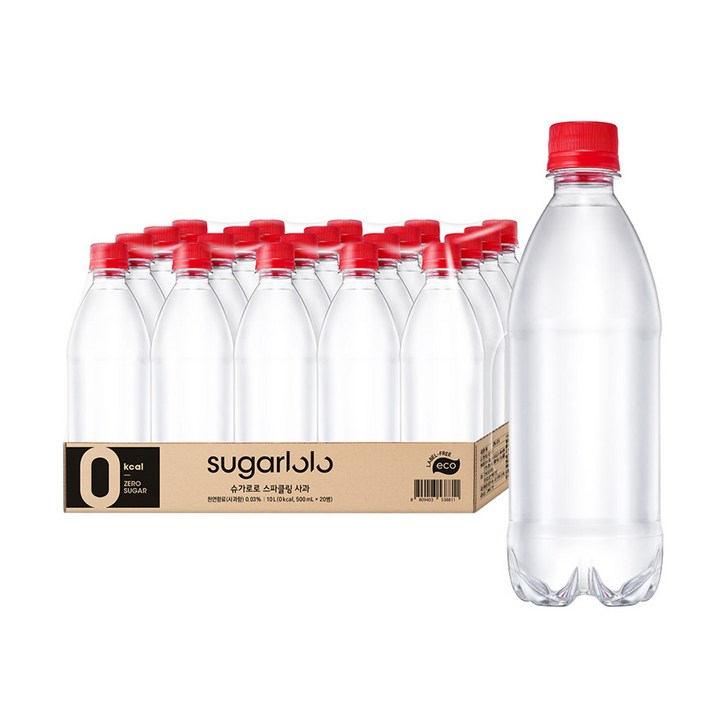 슈가로로 스파클링 사과 에코 무라벨, 500ml, 20개