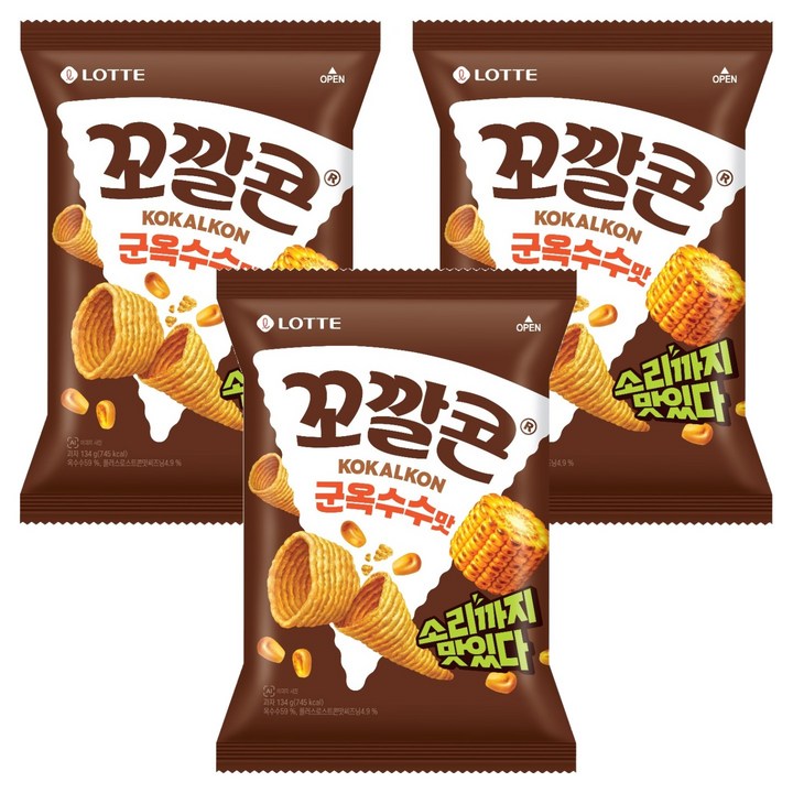 꼬깔콘 군옥수수맛, 134g, 3개