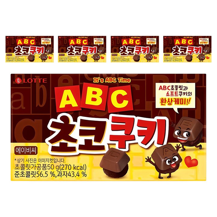 롯데웰푸드 ABC 초코 쿠키, 50g, 5개