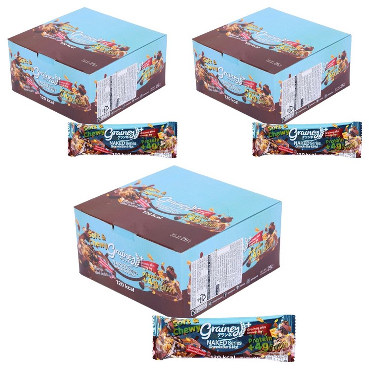 그레이니 플러스 그래놀라바 초콜릿칩 아몬드 12p, 300g, 3개