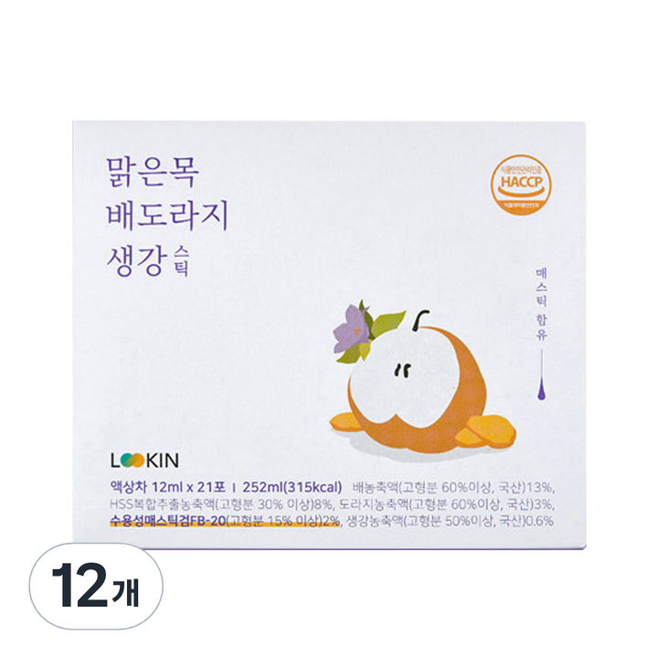 루킨 맑은목 배도라지 생강 스틱, 252ml, 12개
