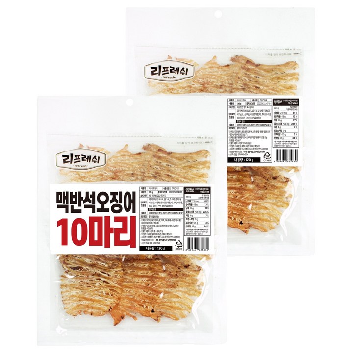 리프레쉬 맥반석오징어 10마리, 2개, 120g