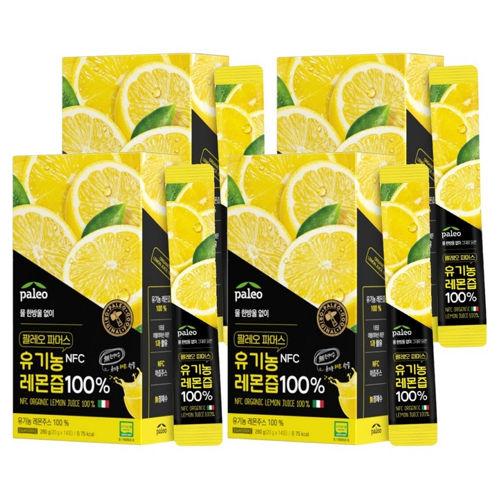 팔레오 파머스 유기농 레몬즙 NFC 원액 스틱 14p, 280g, 4개