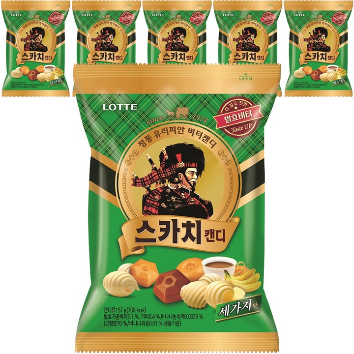 롯데웰푸드 스카치캔디 세가지맛, 157g, 6개