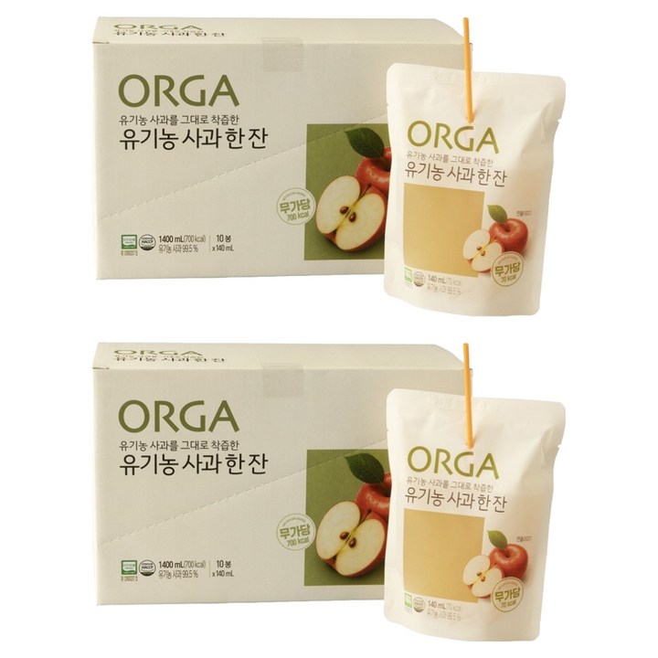 올가홀푸드 유기농 사과 한 잔, 140ml, 20개