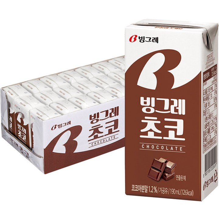 빙그레 초코우유, 190ml, 24개