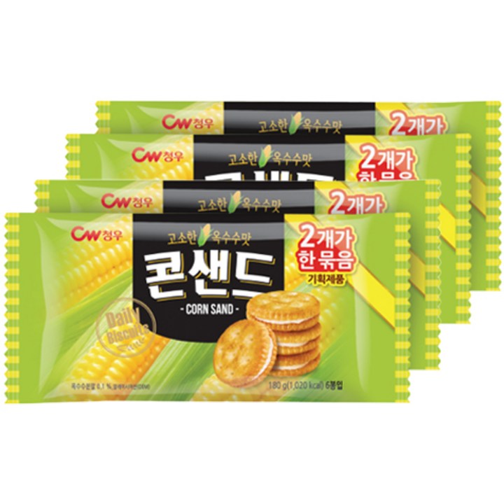 청우식품 콘샌드, 180g, 4개