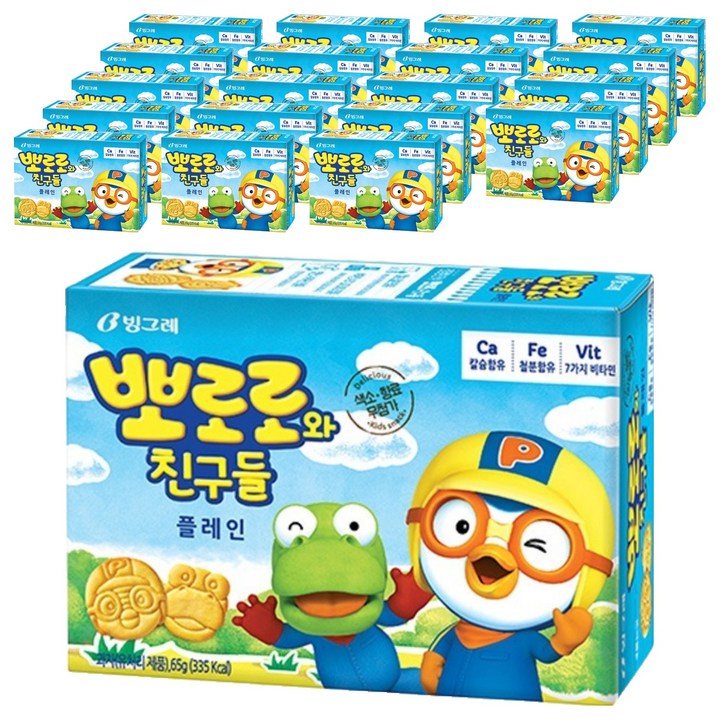 빙그레 뽀로로와 친구들 플레인 크래커, 65g, 20개