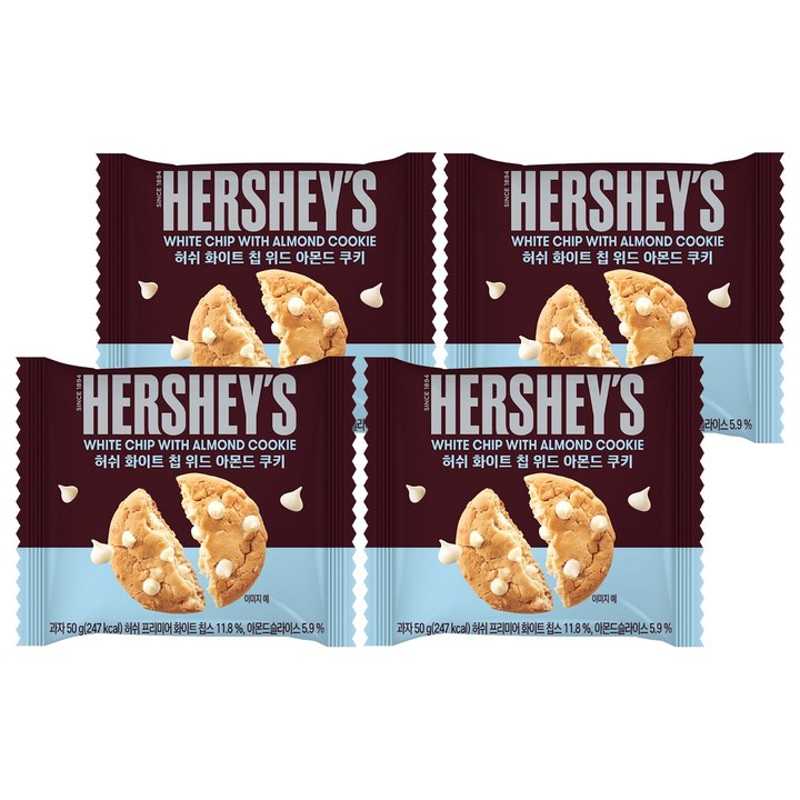 허쉬 화이트칩위드 아몬드 쿠키, 50g, 4개