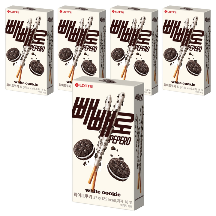 롯데웰푸드 화이트쿠키 빼빼로, 37g, 5개