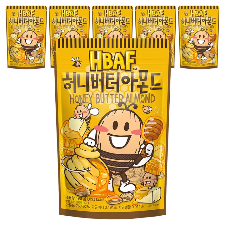 바프 허니버터 아몬드, 190g, 6개