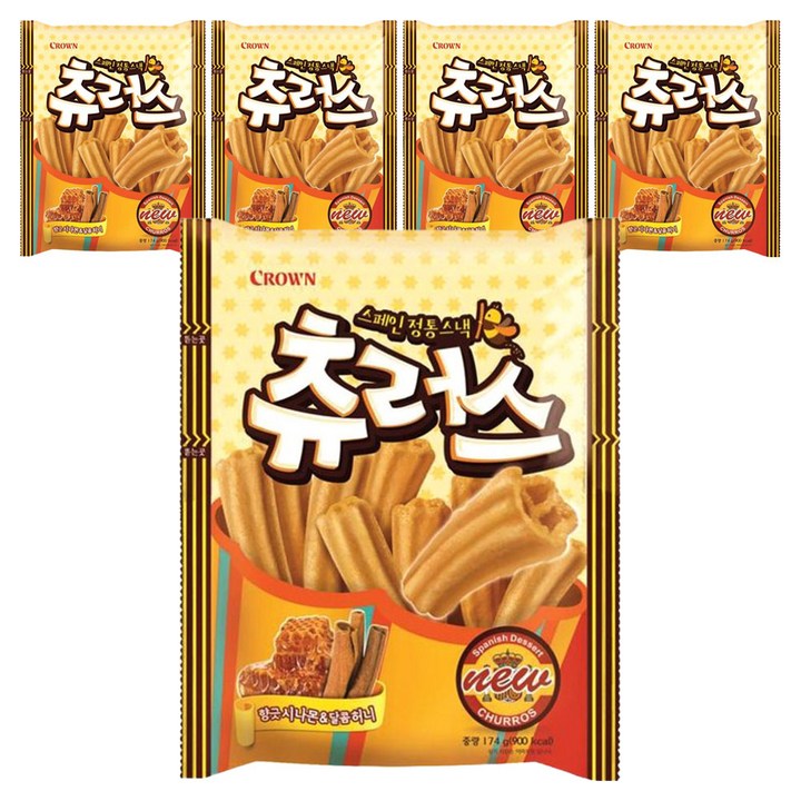 크라운 스페인 정통스낵 츄러스, 174g, 5개