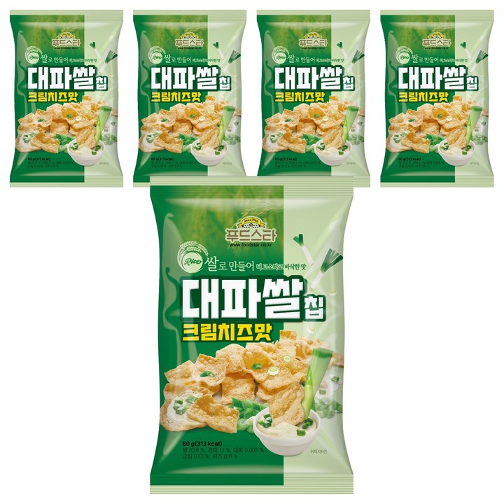 푸드스타 대파쌀칩 크림치즈맛, 60g, 5개
