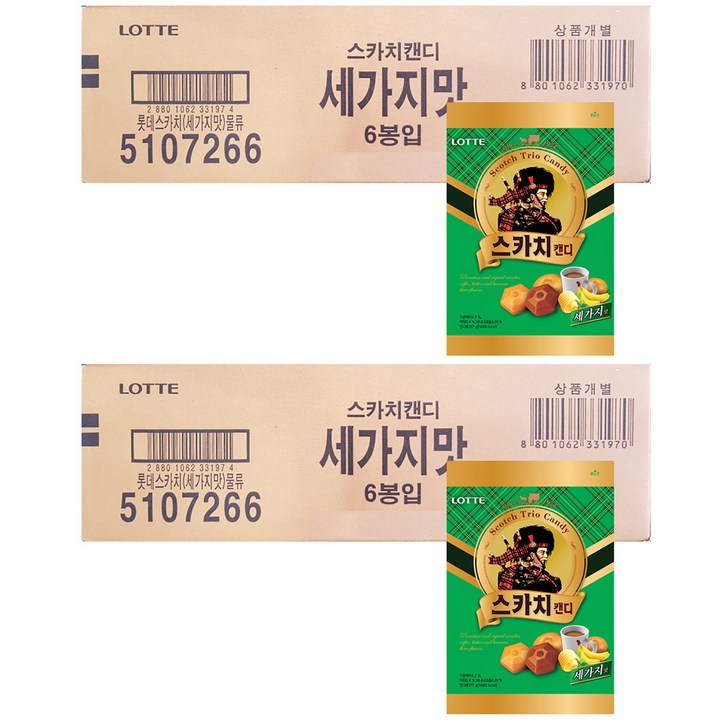 롯데웰푸드 스카치 캔디 세가지맛, 317g, 12개