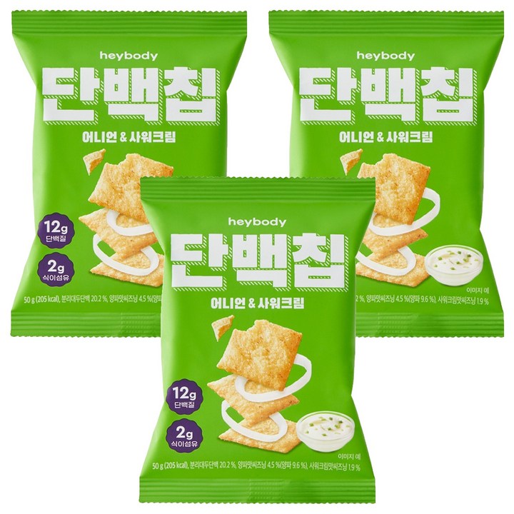 헤이바디 단백칩 어니언&사워크림, 50g, 3개