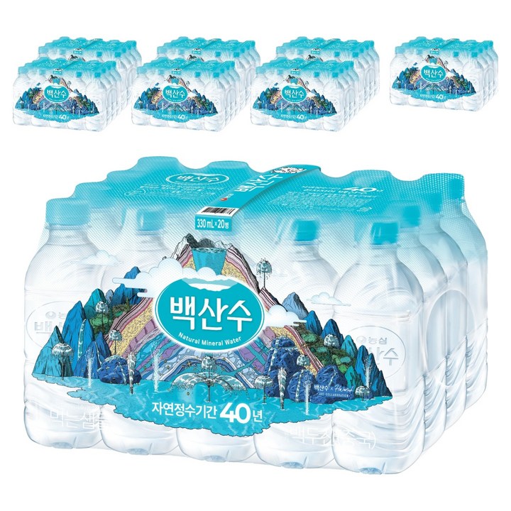 백산수 무라벨 생수, 330ml, 160개