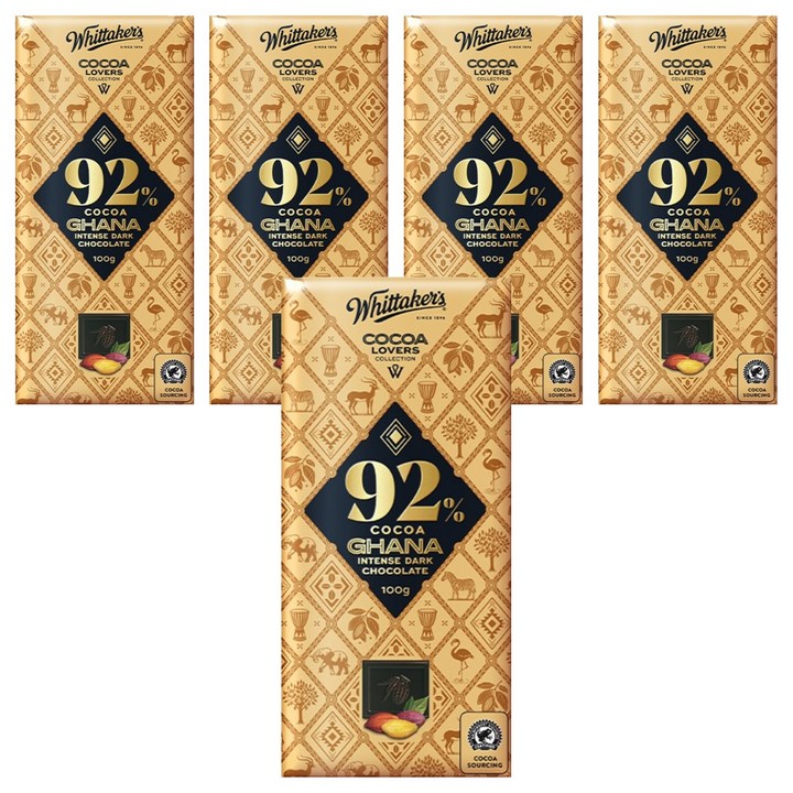 휘태커스 코코아 러버 92% 초콜릿, 100g, 5개