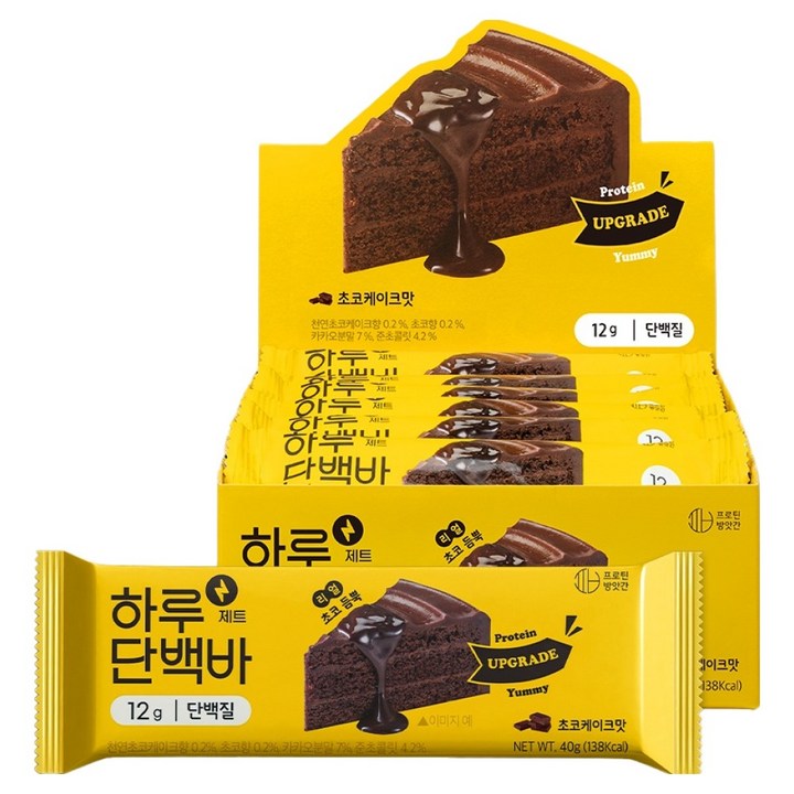 프로틴방앗간 하루단백바 제트 초코케이크맛, 40g, 12개