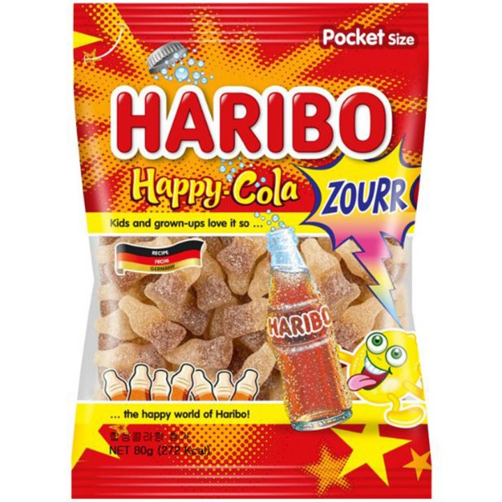 하리보 해피콜라 사우어 젤리, 80g, 1개