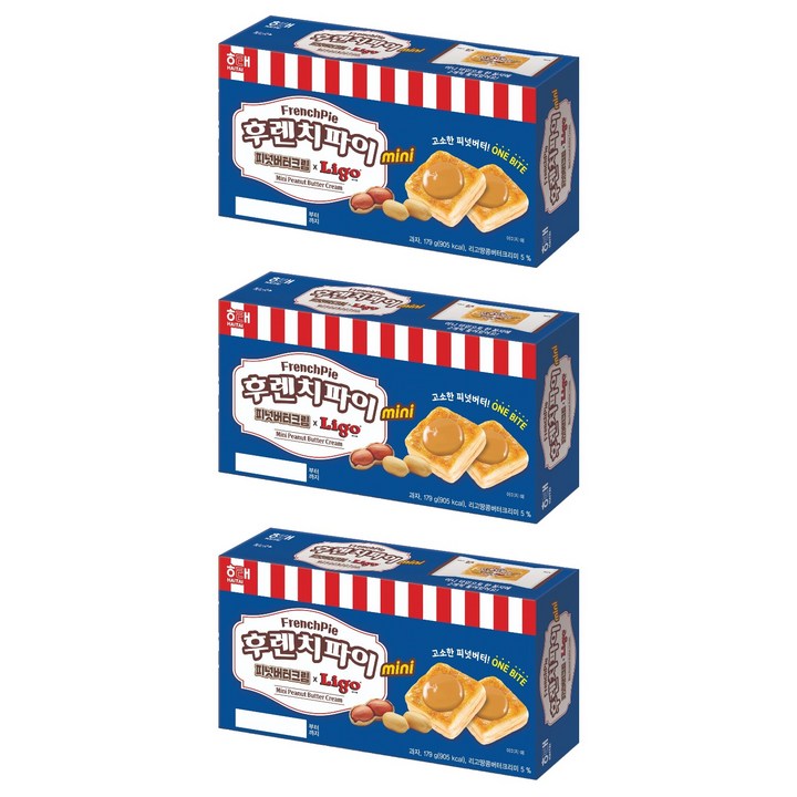 해태제과 후렌치파이 mini 피넛버터크림 x LIGO 15p, 179g, 3개