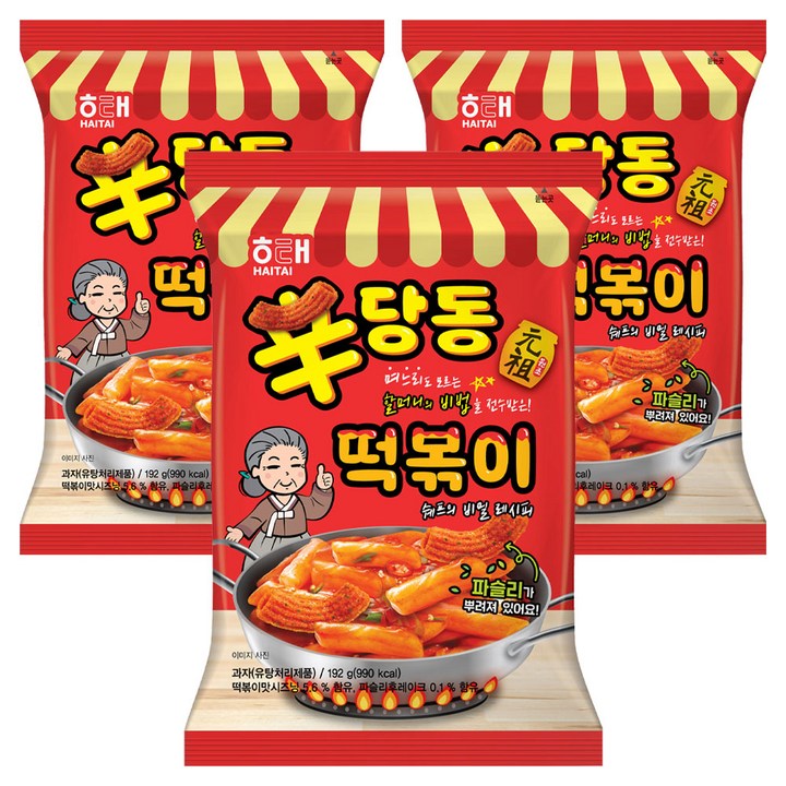 해태제과 신당동 며느리도 모르는 할머니의 비법을 전수받은 떡볶이 쉐프의 비밀 레시피, 192g, 3개
