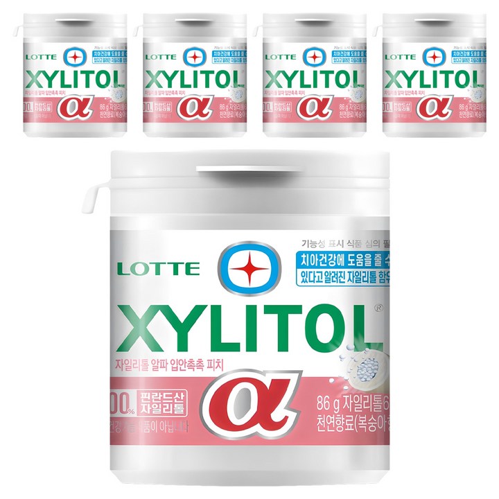 롯데자일리톨 알파 입안촉촉 피치, 86g, 5개