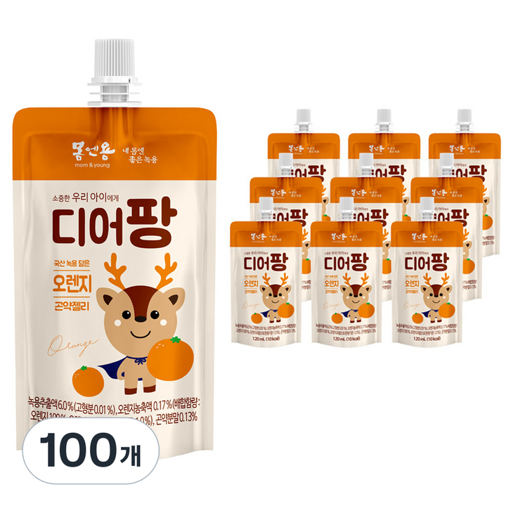몸엔용 디어팡 녹용 곤약젤리, 100개, 120ml, 오렌지