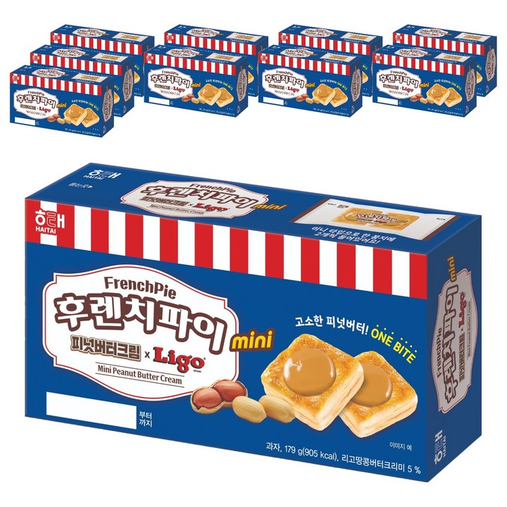 해태제과 후렌치파이 mini 피넛버터크림 x LIGO 15p, 179g, 10개