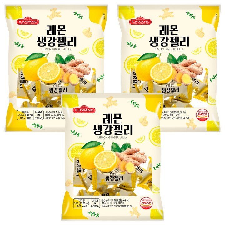 일광제과 레몬 생강젤리, 3개, 250g