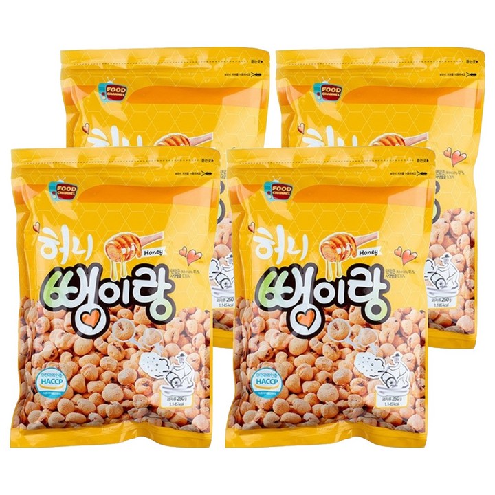 우리식품 허니 뻥이랑, 250g, 4개