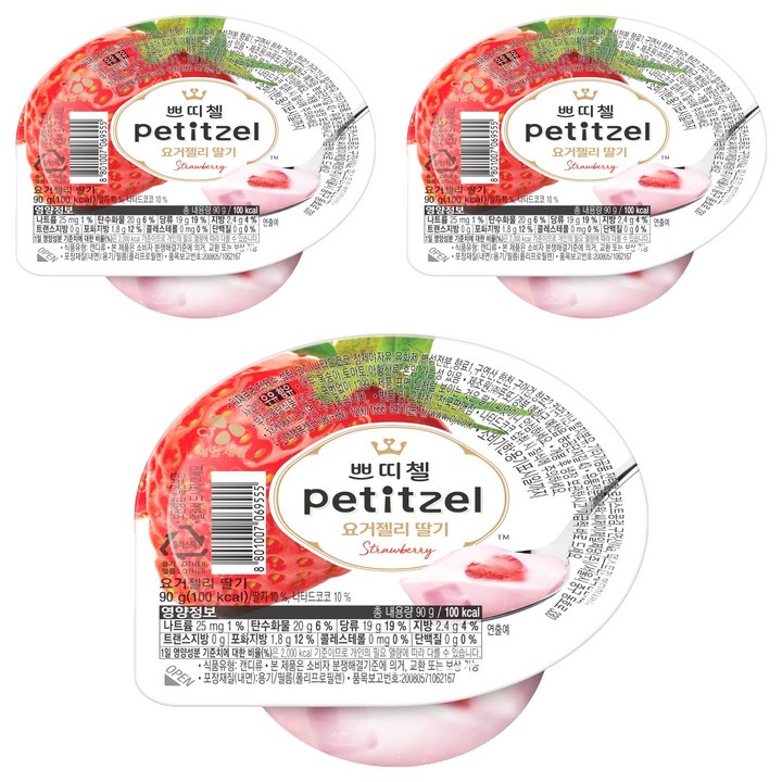 쁘띠첼 요거젤리 딸기, 90g, 3개