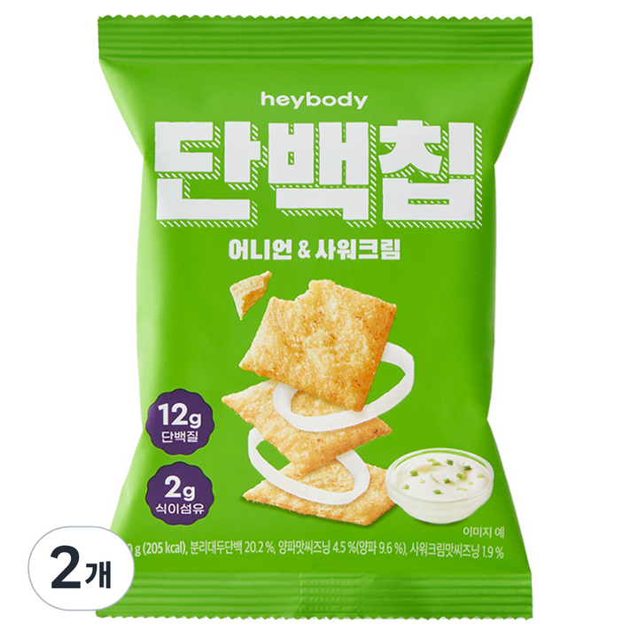 헤이바디 단백칩 어니언&사워크림, 50g, 2개