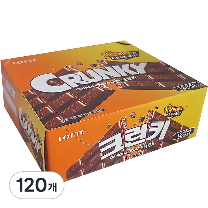 롯데웰푸드 크런키 초콜릿, 34g, 120개