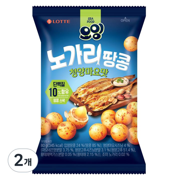 오잉 노가리 땅콩 청양마요맛, 2개, 80g