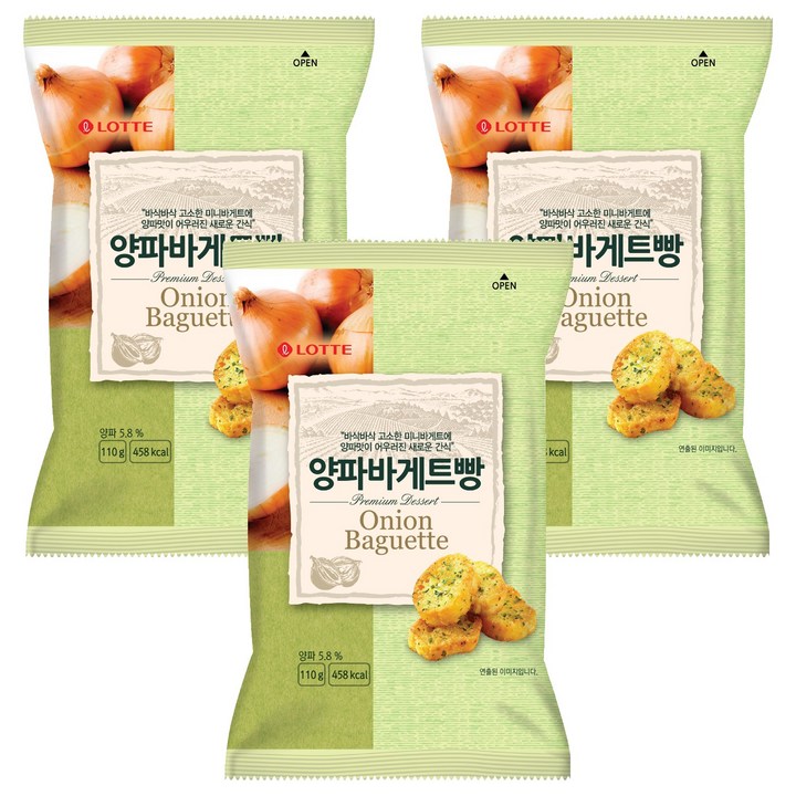 롯데웰푸드 양파바게트빵, 110g, 3개