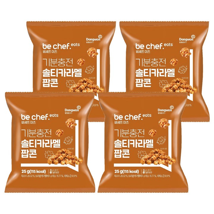 비셰프 이츠 기분충전 솔티카라멜 팝콘, 25g, 4개