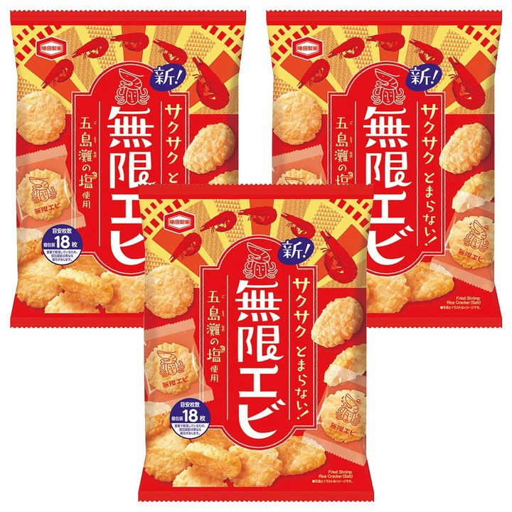 카메다 무겐에비 새우 스낵, 73g, 3개