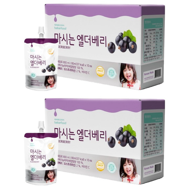 베베푸드 마시는 엘더베리, 20개, 엘더베리 + 사과 혼합맛, 80ml