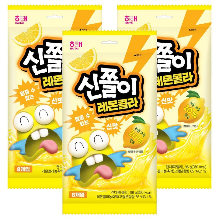 해태제과 신쫄이 레몬콜라 8개입, 96g, 3개