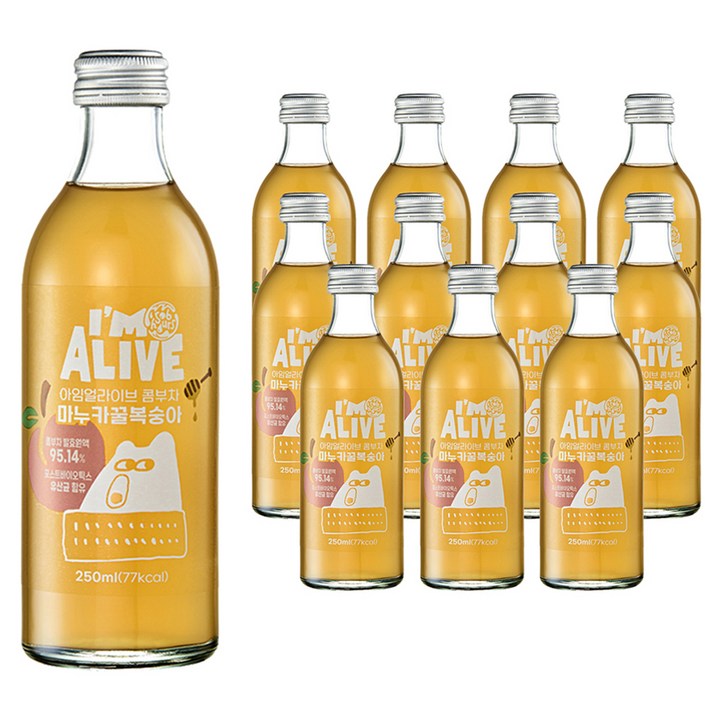 아임얼라이브콤부차 마누카꿀 복숭아 음료, 250ml, 12개