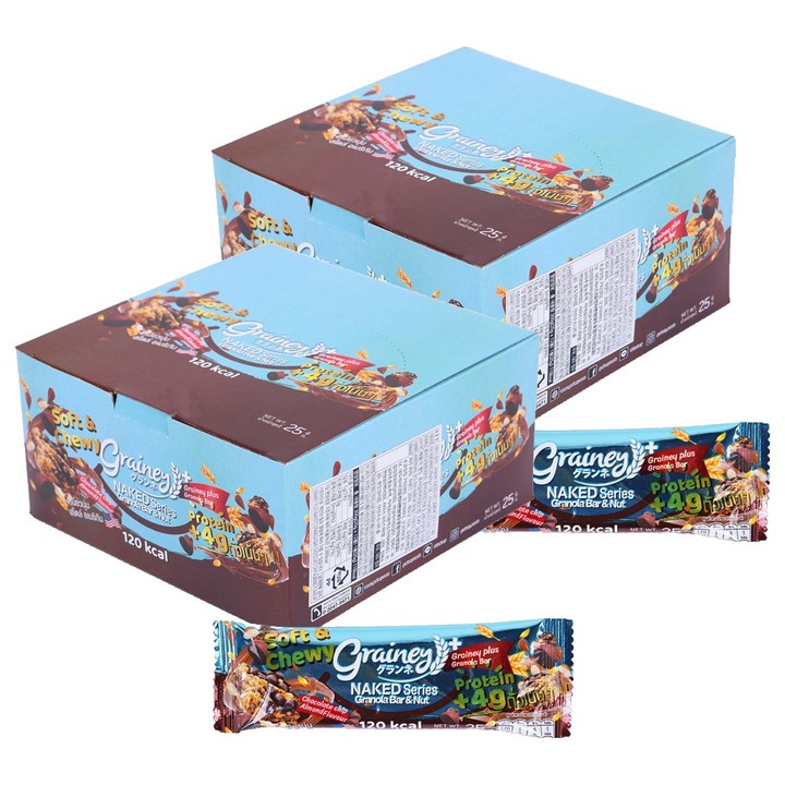 그레이니 플러스 그래놀라바 초콜릿칩 아몬드 12p, 300g, 2개
