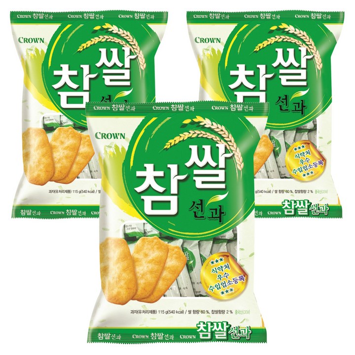 크라운 참쌀선과, 115g, 3개
